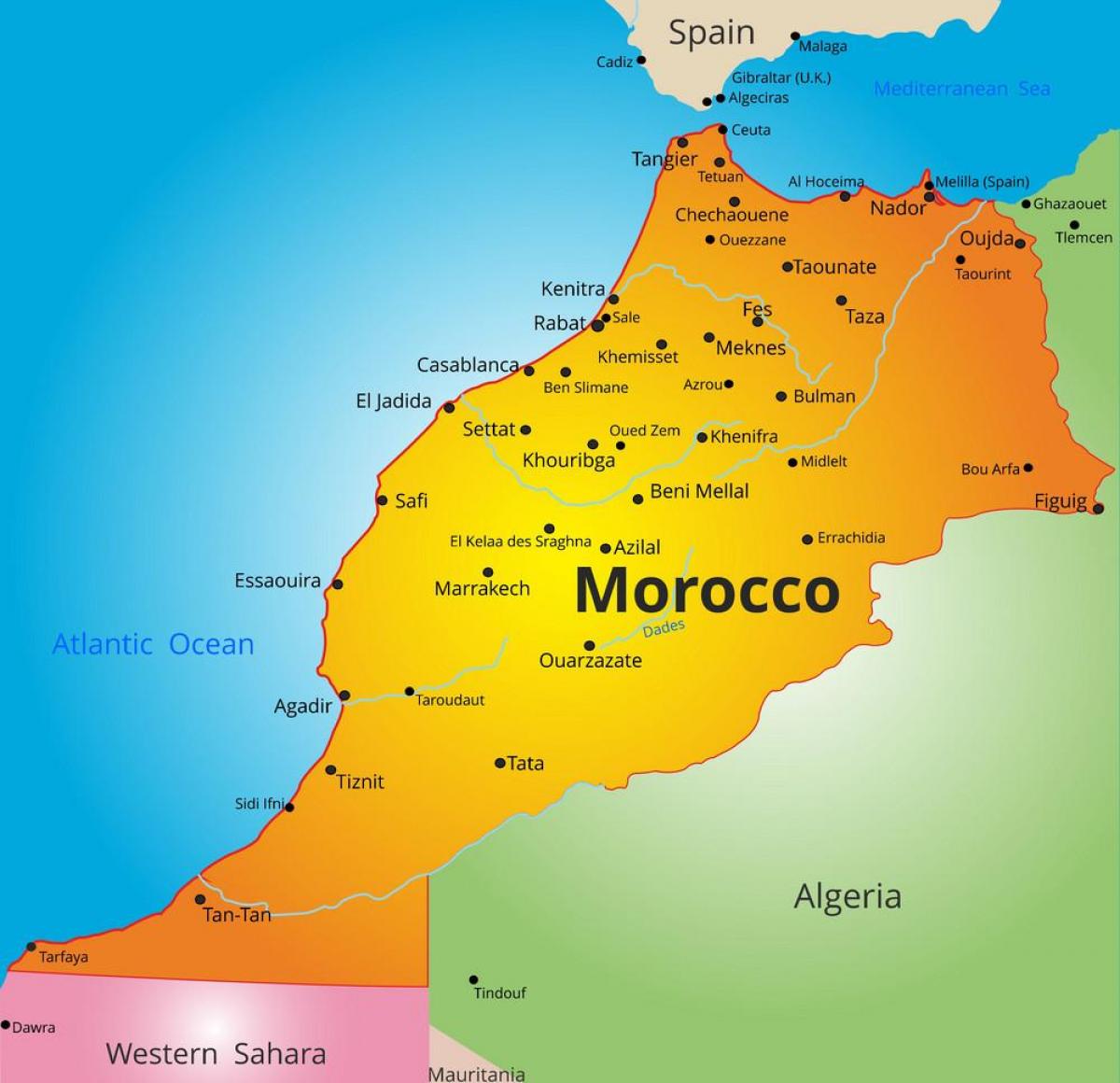 Реки в Марокко Карта
